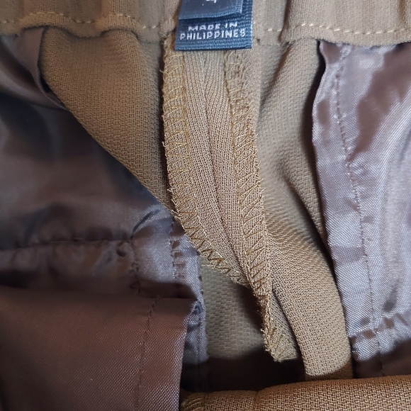 J. Crew Pants Dress Womens Size 4 Green Brown Polyester Elastic Back Pullon READ - Picture 9 of 11